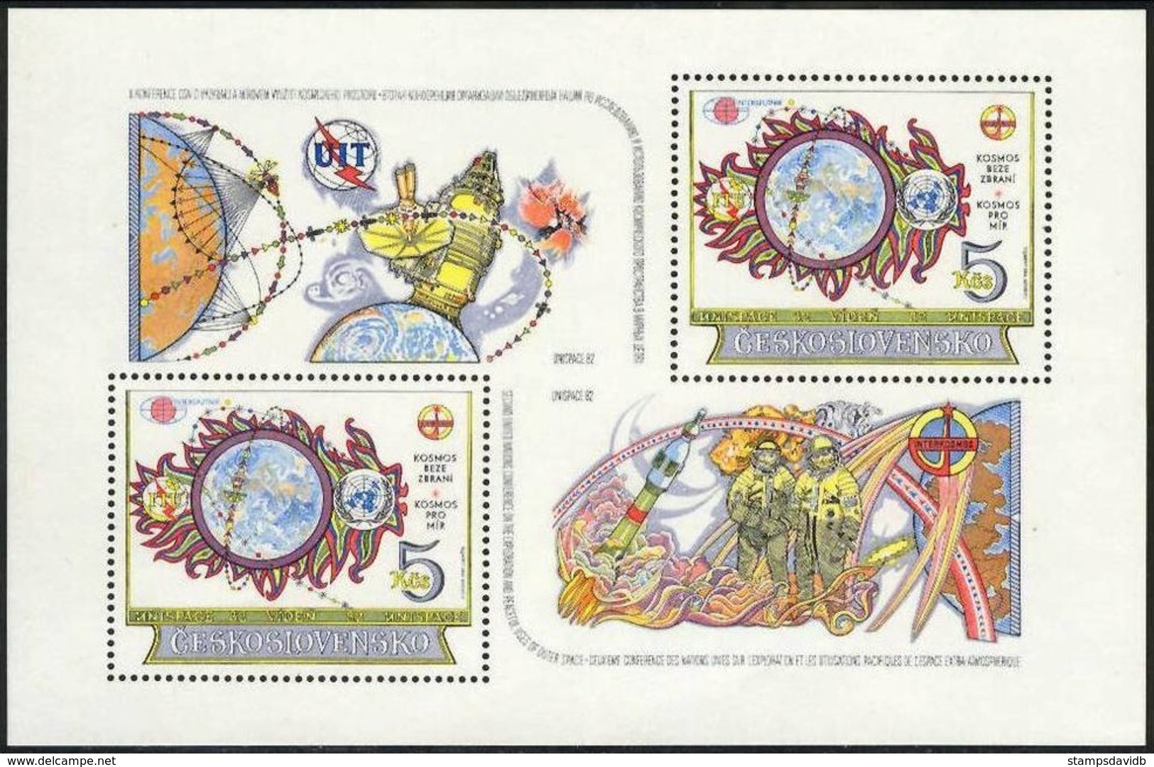 1982	Czechoslovakia	2670/B49	UIT / INTERCOSMOS	15,00 € - Europe