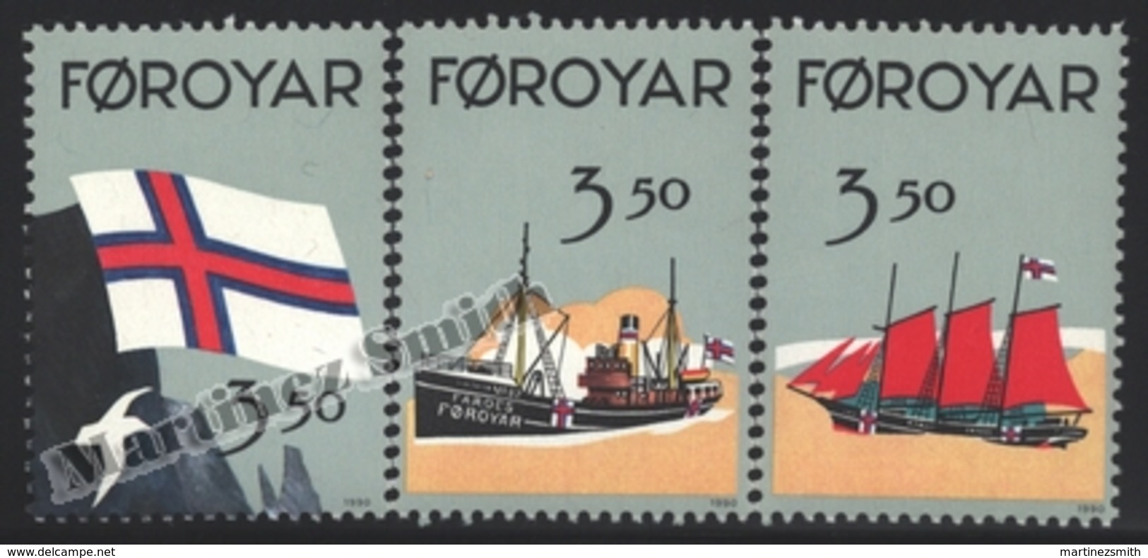 Faroe Islands - Iles Féroé 1990 Yvert 194-96, 50th Ann. Faroe Flag - MNH - Färöer Inseln