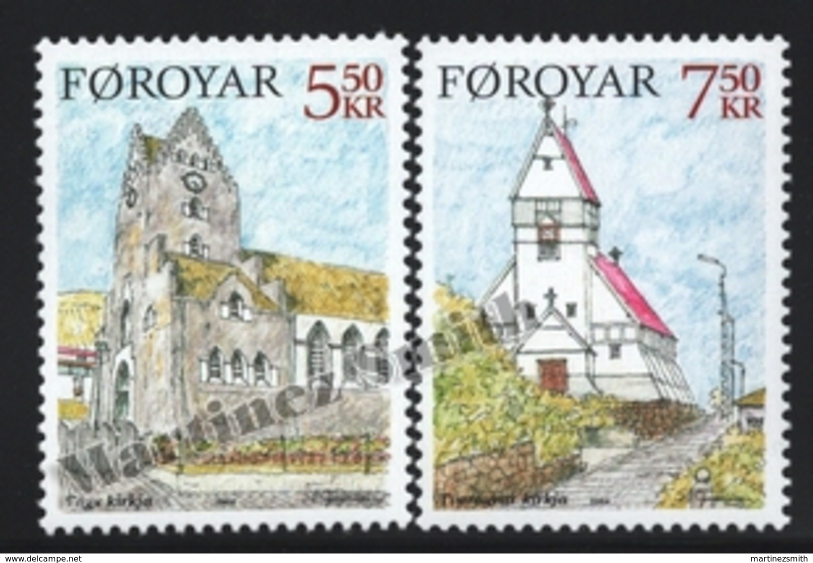 Faroe Islands - Iles Féroé 2004 Yvert 507-08, Christmas, Churches - MNH - Isole Faroer