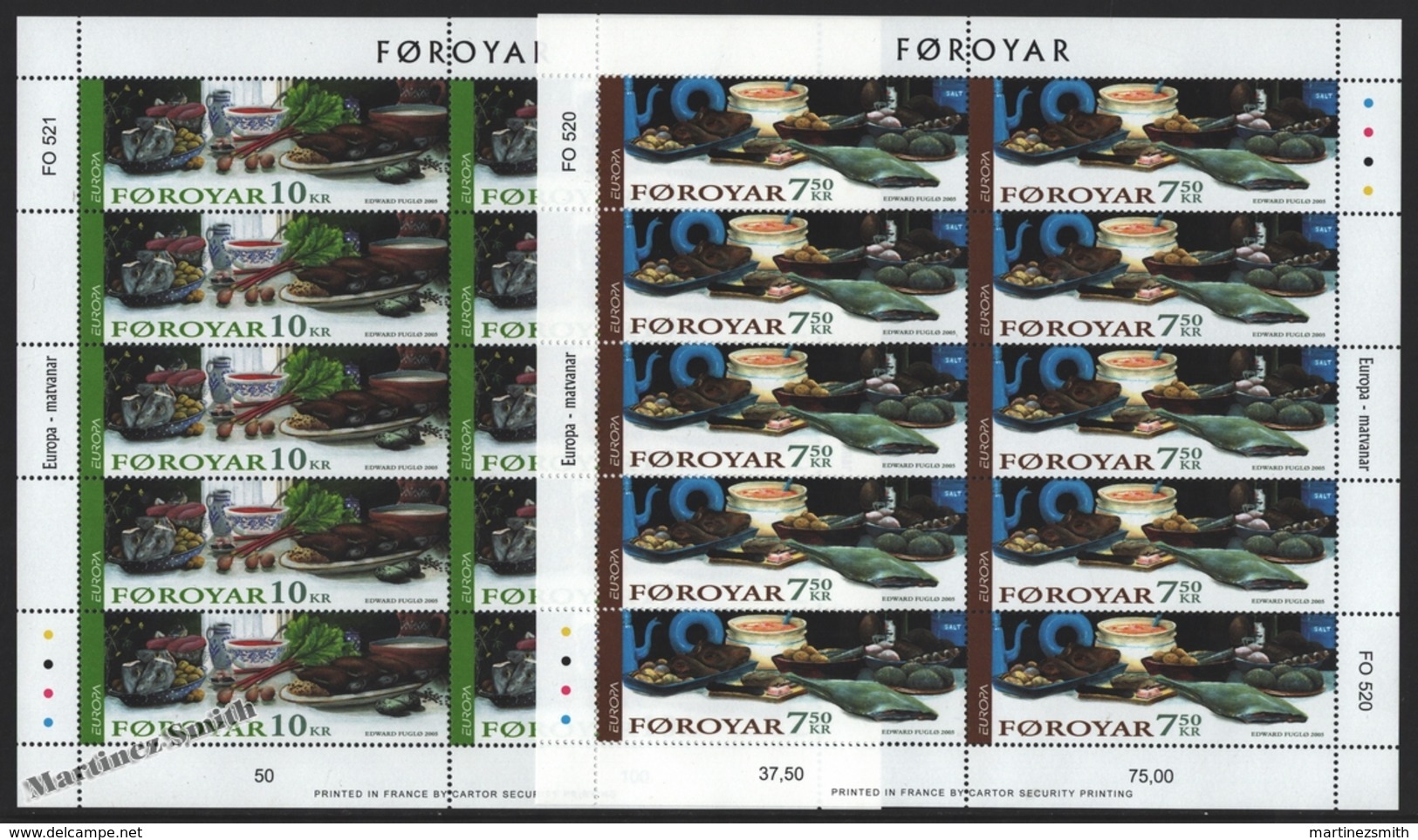 Faroe Islands - Iles Féroé 2005 Yvert 524-25, Europa Cept. Gastronomy – Sheetlets - MNH - Islas Faeroes
