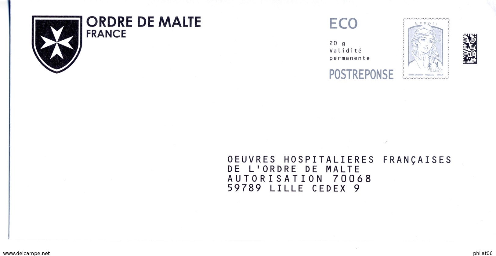 PAP Rep Ordre De Malte France  (n° 16P100 PAP152) - Prêts-à-poster: Réponse /Ciappa-Kavena