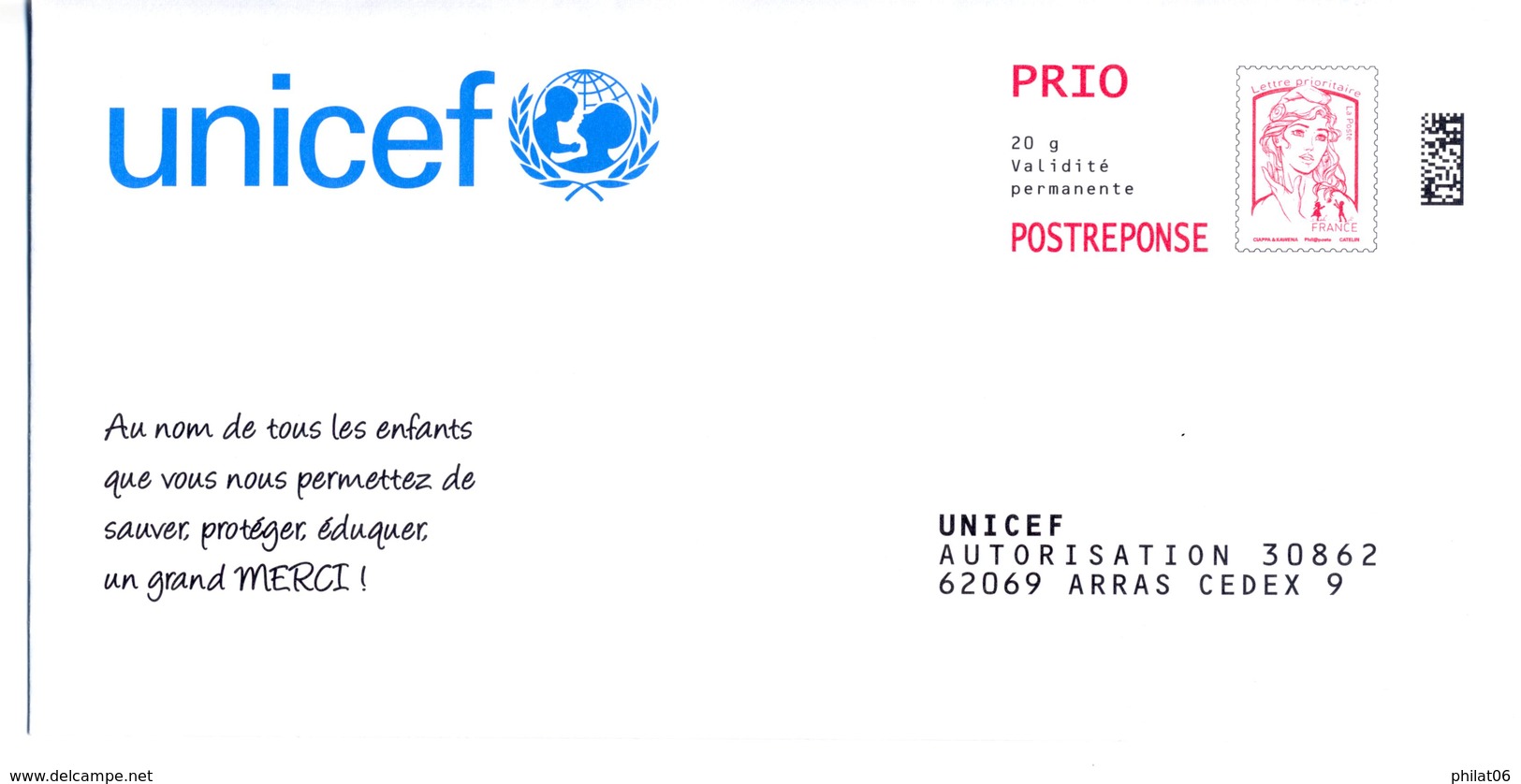 PAP Rep UNICEF  (n° 143568 PAP155) - Prêts-à-poster: Réponse /Ciappa-Kavena