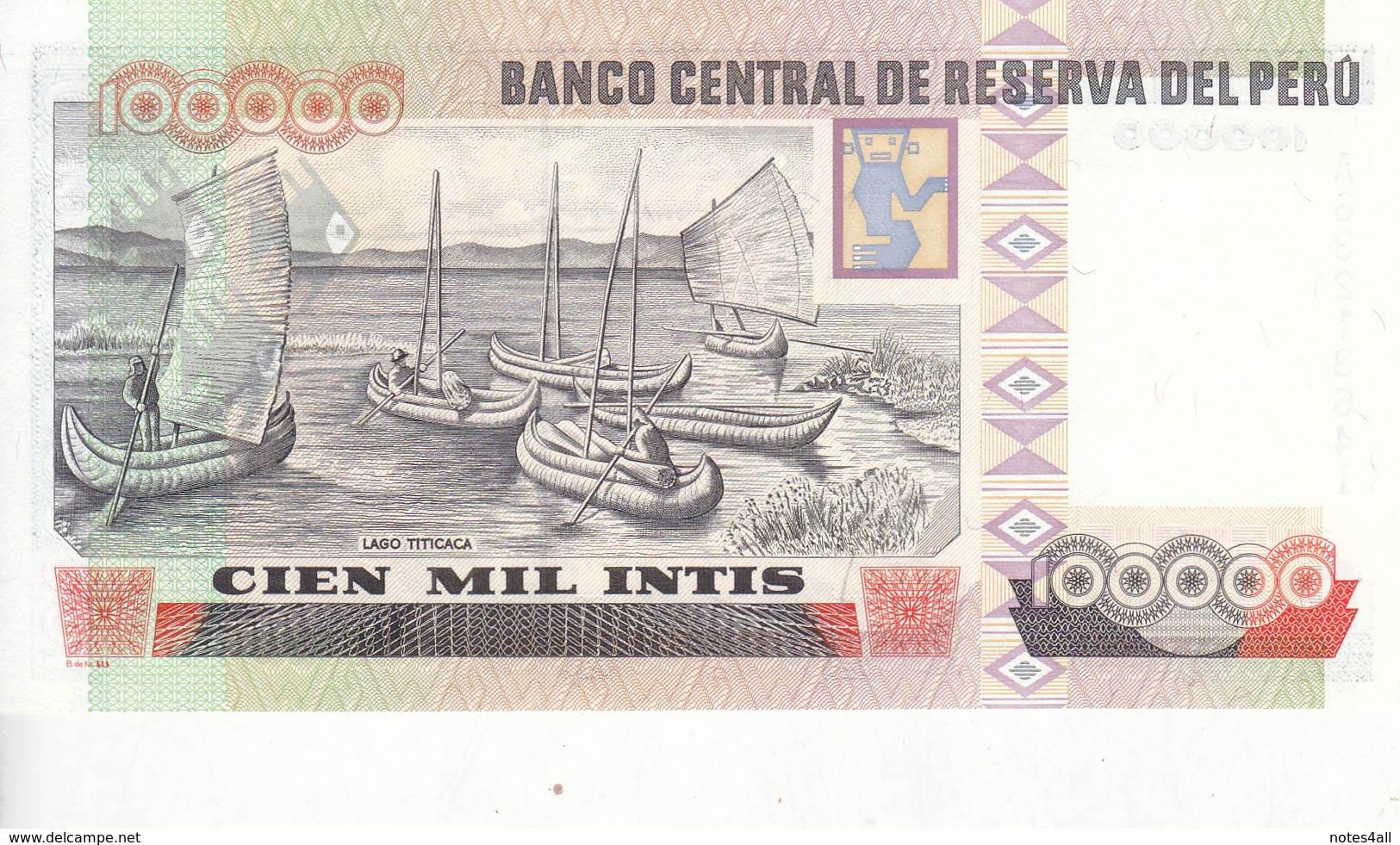 PERU 100000 INTS 1989 P-145 UNC */* - Peru