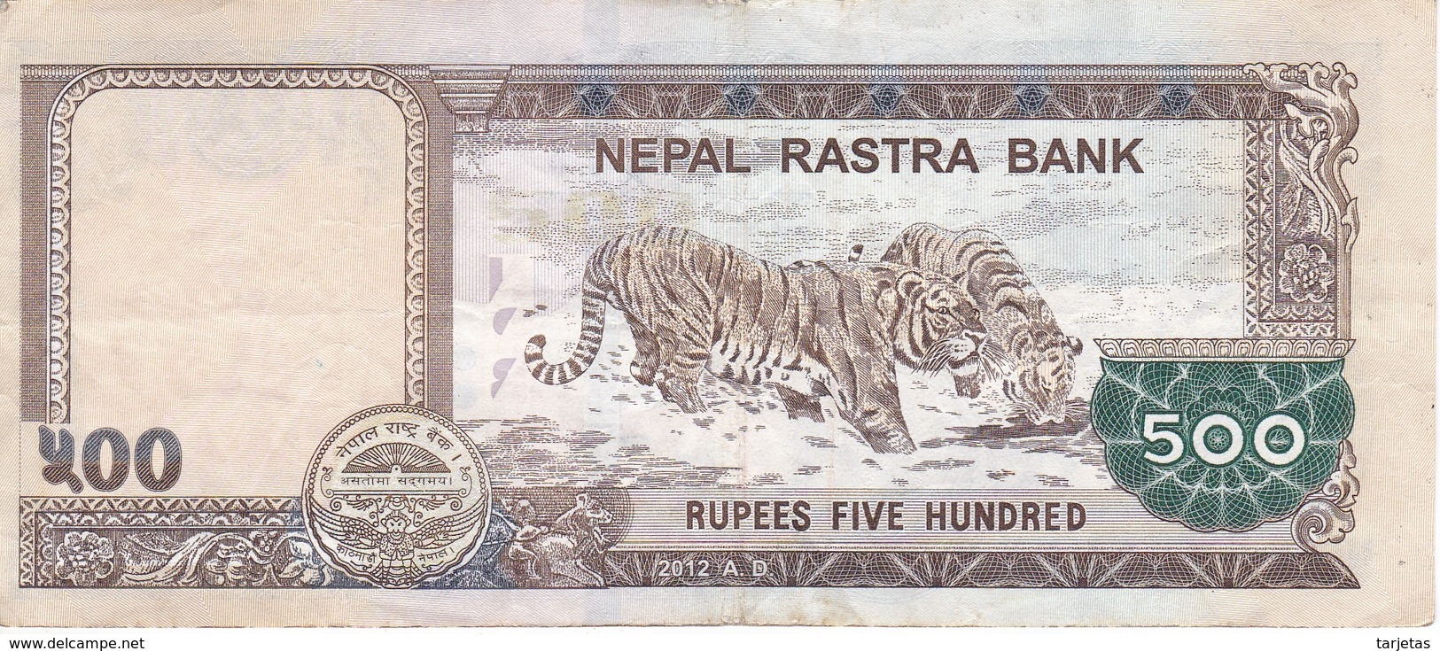 BILLETE DE NEPAL DE 500 RUPIAS DEL AÑO 2012 - TIGRE-TIGER (BANKNOTE) - Nepal