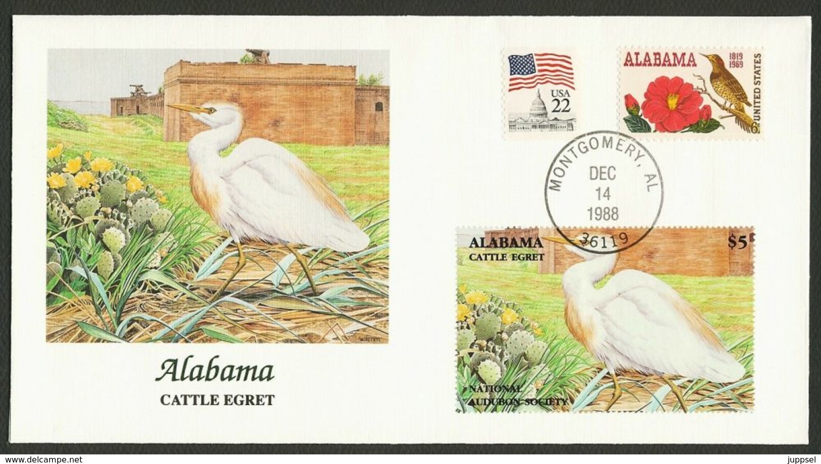 Audubon Society - ALABAMA - Cattle Egret, Fleetwood  1988 - Storchenvögel
