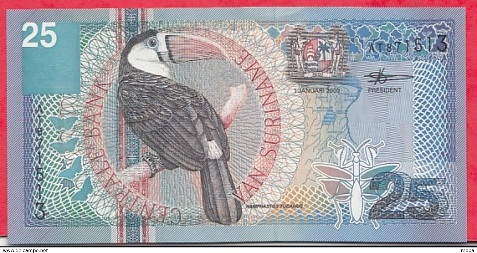 Surinam 1 Billet De  10 Gulden Du 01/01/2000 En UNC Lot N °8 - Surinam