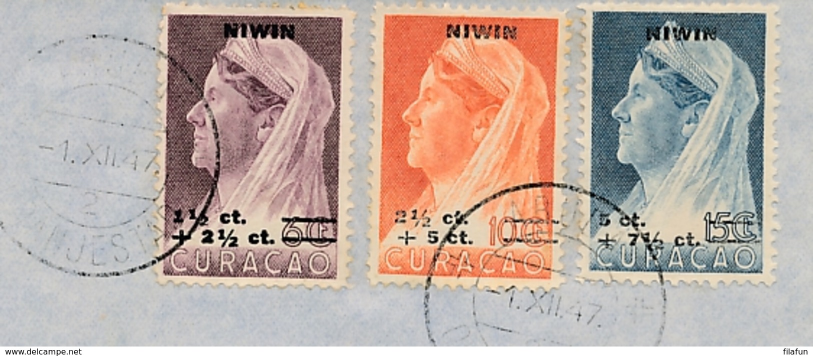 Curacao - 1947 - NIWIN-serie 1st Day Op Cover Lokaal Aruba - Curaçao, Nederlandse Antillen, Aruba