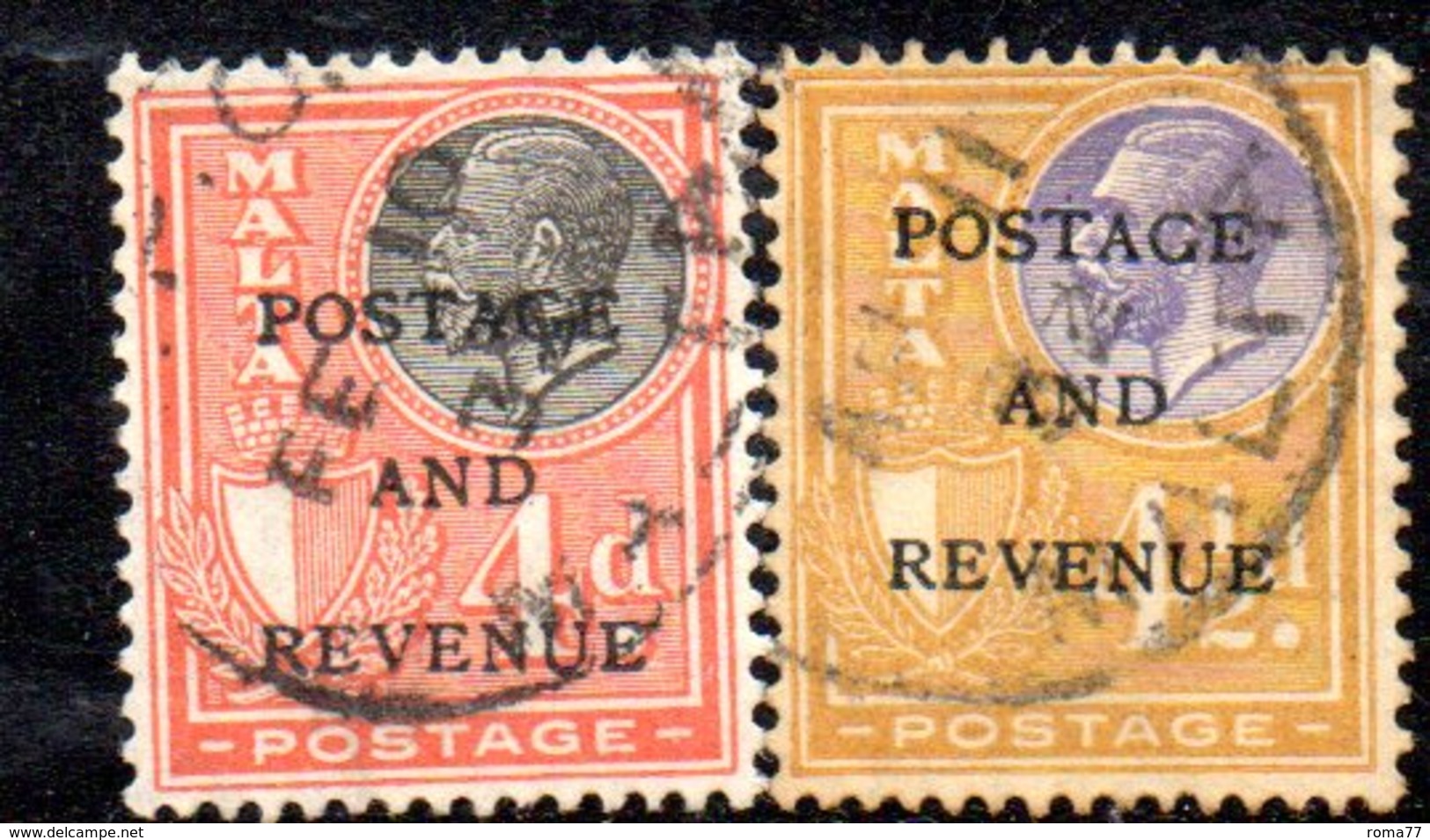 APR835 - MALTA 1928 ,  Unificato N. 144+145  Usato  (2380A) . - Malta