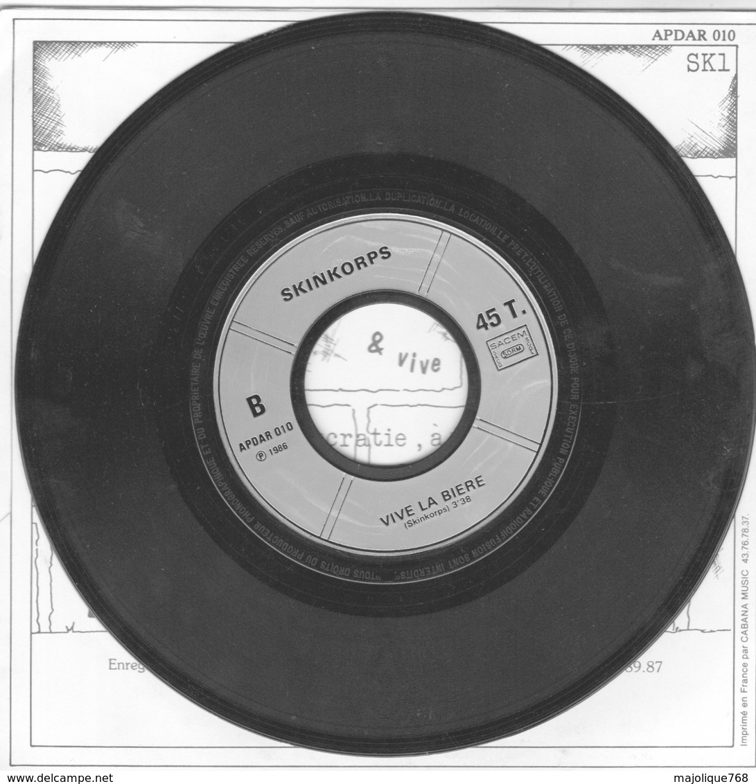 Disque Des Skinkorps - Une Force Un Hymne - APDAR 010 - 1986 - - Punk