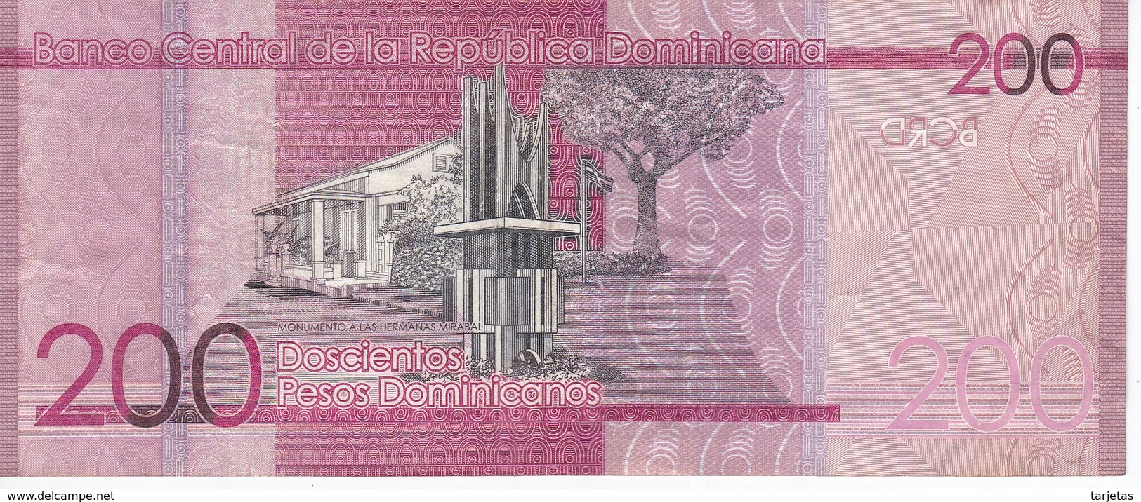 BILLETE DE REP. DOMINICANA DE 200 PESOS ORO DEL AÑO 2016 SERIE BT  (BANKNOTE) - Repubblica Dominicana