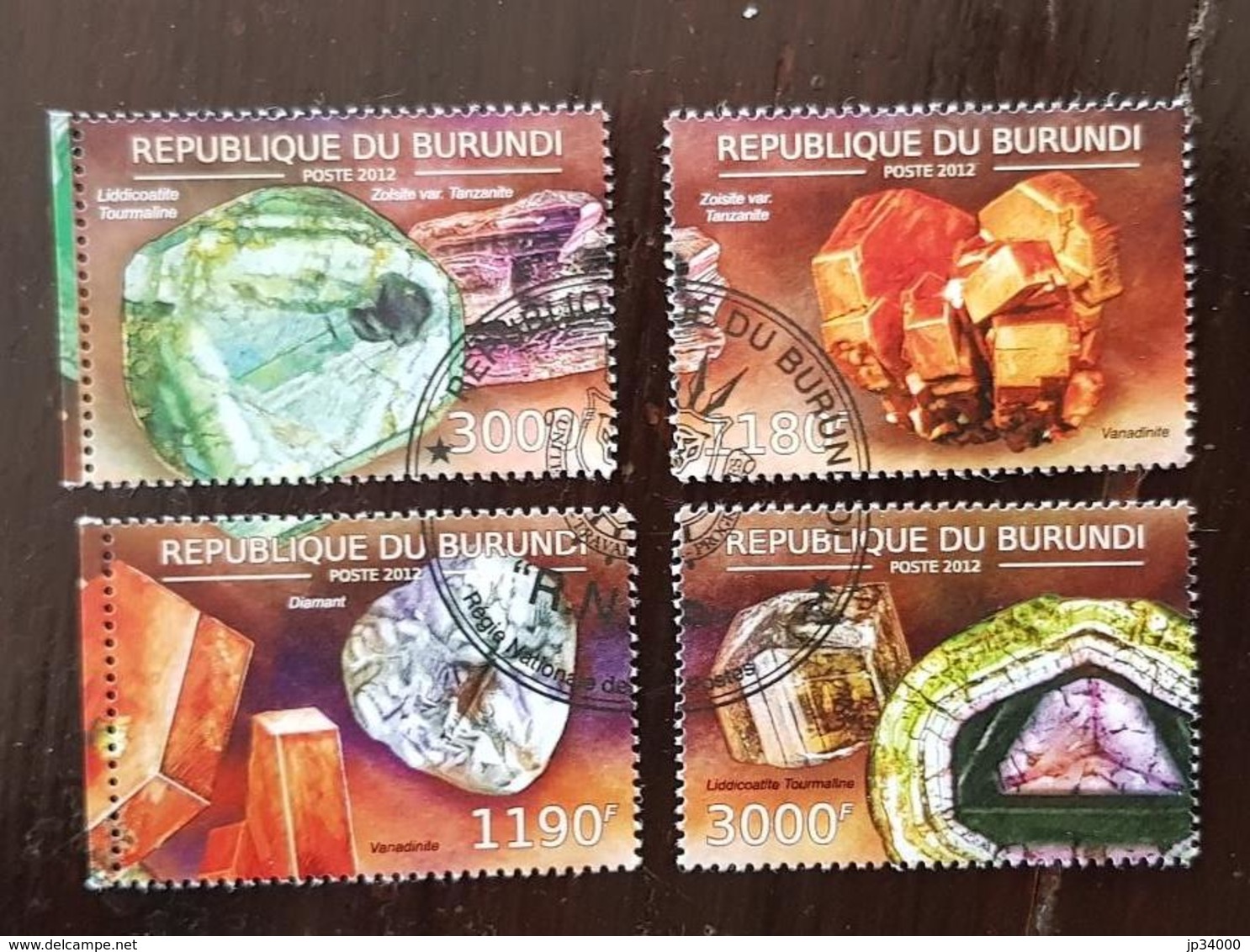 BURUNDI Mineraux, Mineral, Minerales 4 Valeurs Oblitérées émises En 2012 (used) - Minéraux