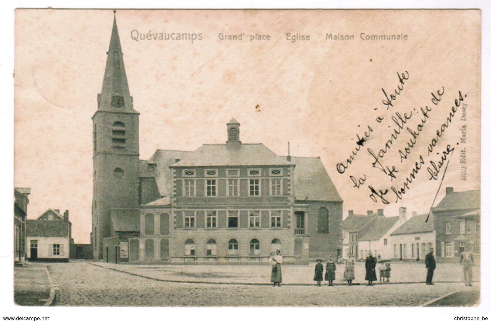 Quevaucamps, Grand Place, Eglise Maison Communale (pk59225) - Beloeil