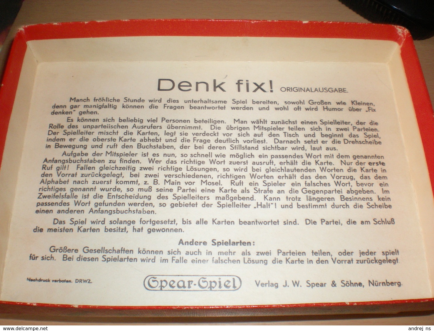 Old Group Games Denk Fix Ein Lustiges Frage Spiel Mit 1000 Antworten Verlag J W Spesar Sohne Nurnberg Reich - Hoofdbrekers