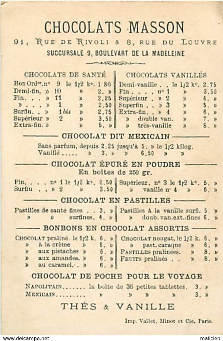 - Chromos -ref-ch694- Chocolat Masson - Paris - Mode En 1848 - Fond Doré - - Autres & Non Classés