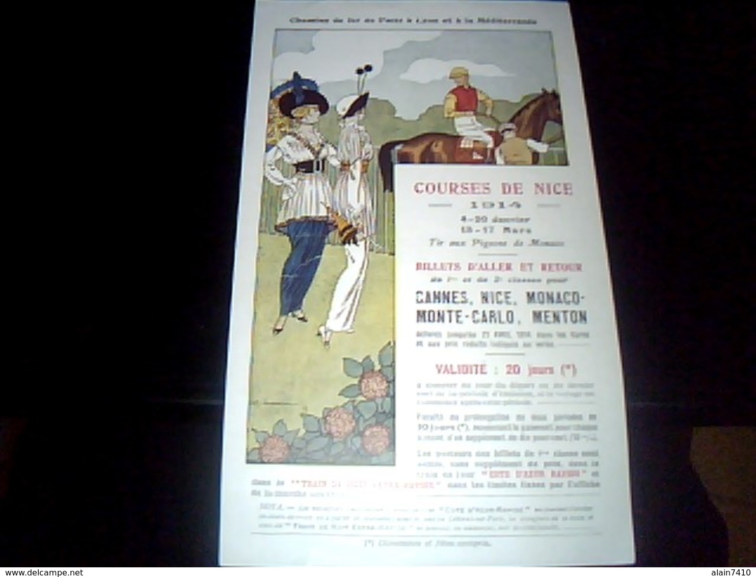 Vieux Papier  Chemin De Fer Paris Lyon A La Mediterranèe Annèe1914 Courses De Nice - Railway