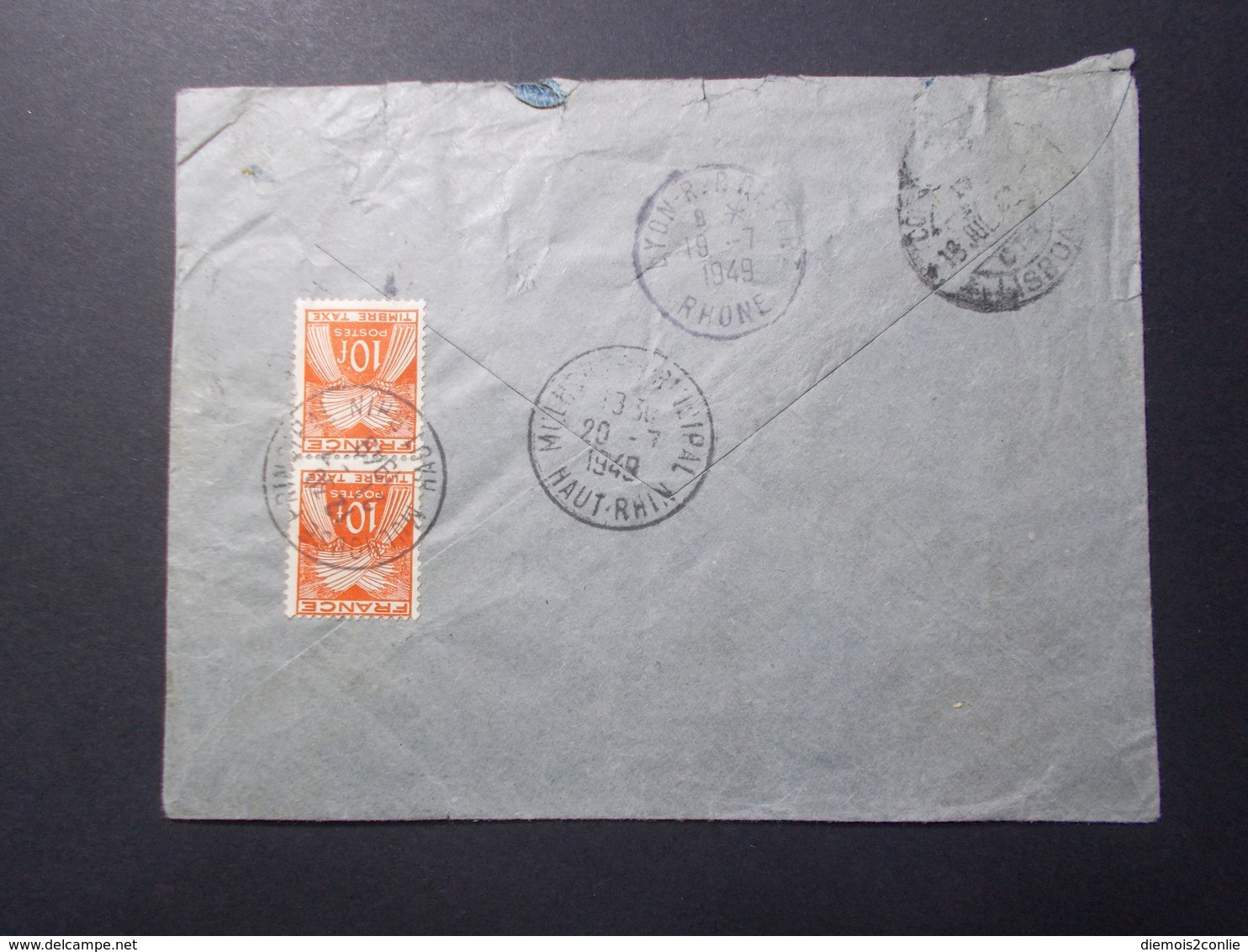 Marcophilie  Cachet Lettre Obliteration - PORTUGAL Taxe 20 Francs Au Dos - 1949 (2415) - Cartas & Documentos