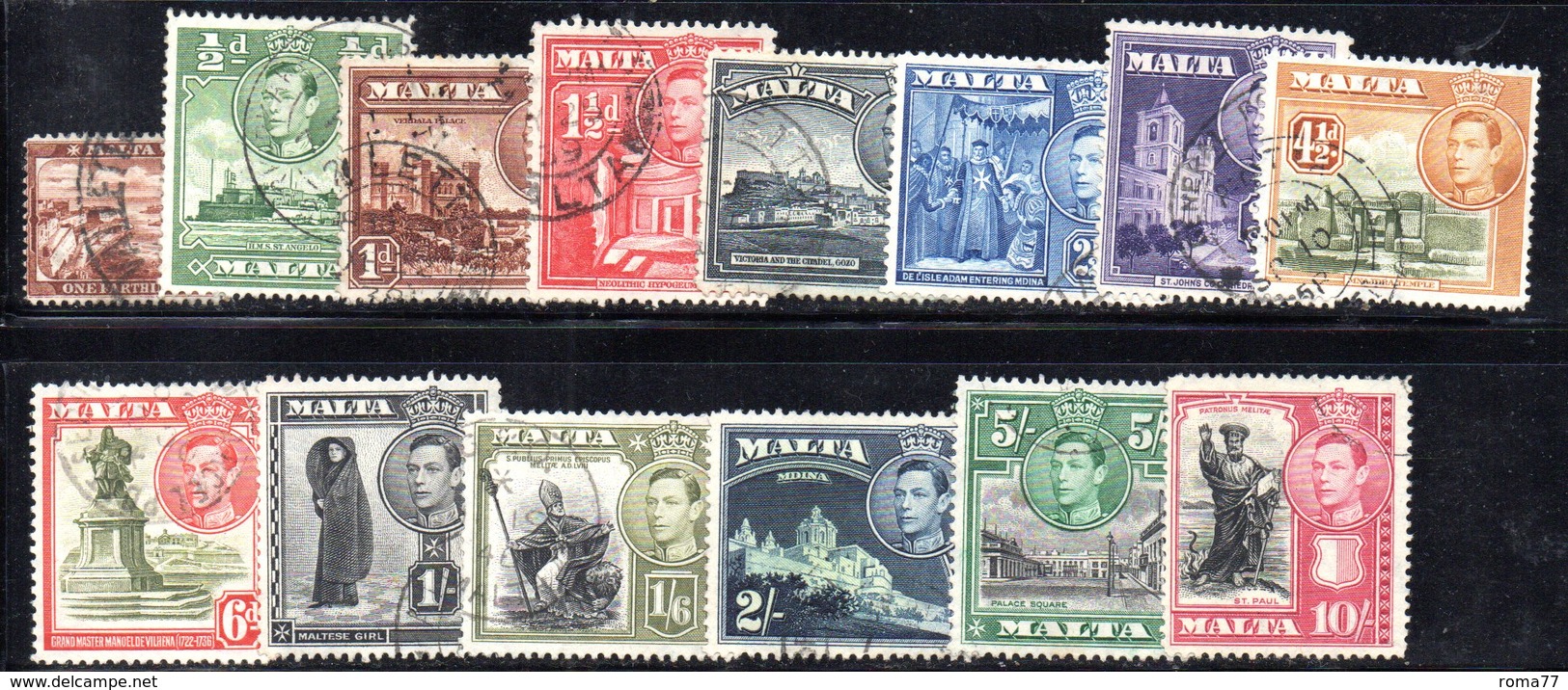 APR859 - MALTA 1935 , Giorgio VI  Serie Unificato N. 178/192 Usata Priva Del Solo N. 190  (2380A) . - Malta