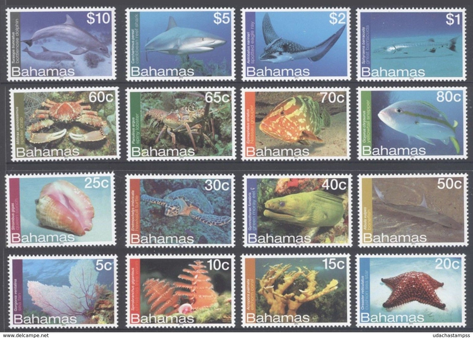 Bahamas 2012 Marine Life Fish Turtles Whales Etc Nice Set MNH - Vie Marine