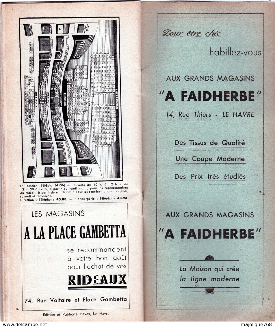 Programme Du Grand - Théâtre Du Havre Saison 1938-39 - 21 Pages - - Programmes