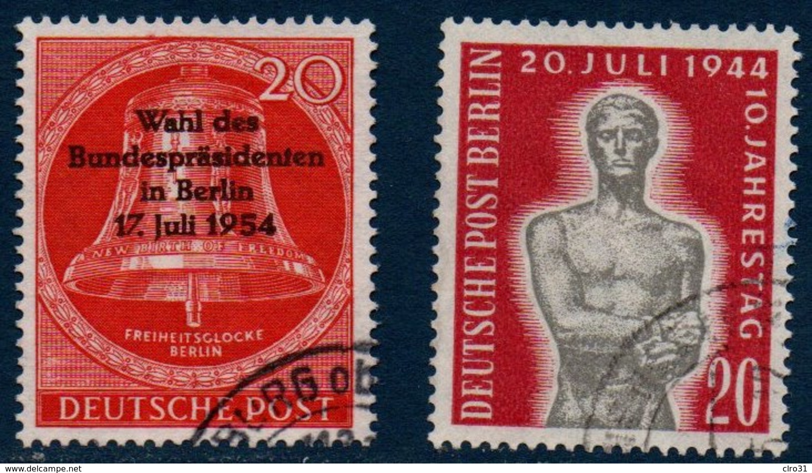 BERLIN 1954  Berlin 17/7 Et Anniversaire Du 20/7/44   N° Mi  118 Et 119 - Oblitérés