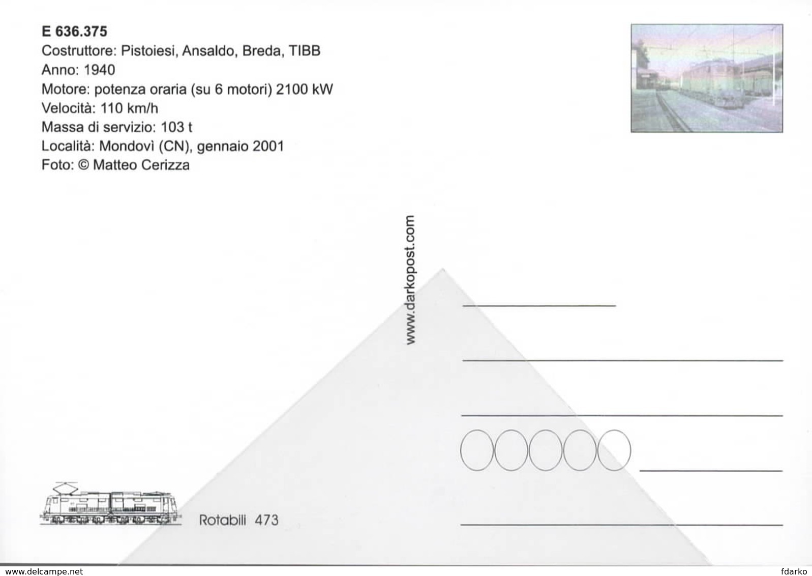 473 E 636 Ansaldo Stazione Mondovi Cuneo Piemonte  Railroad Trein Railweys Treni - Stazioni Con Treni