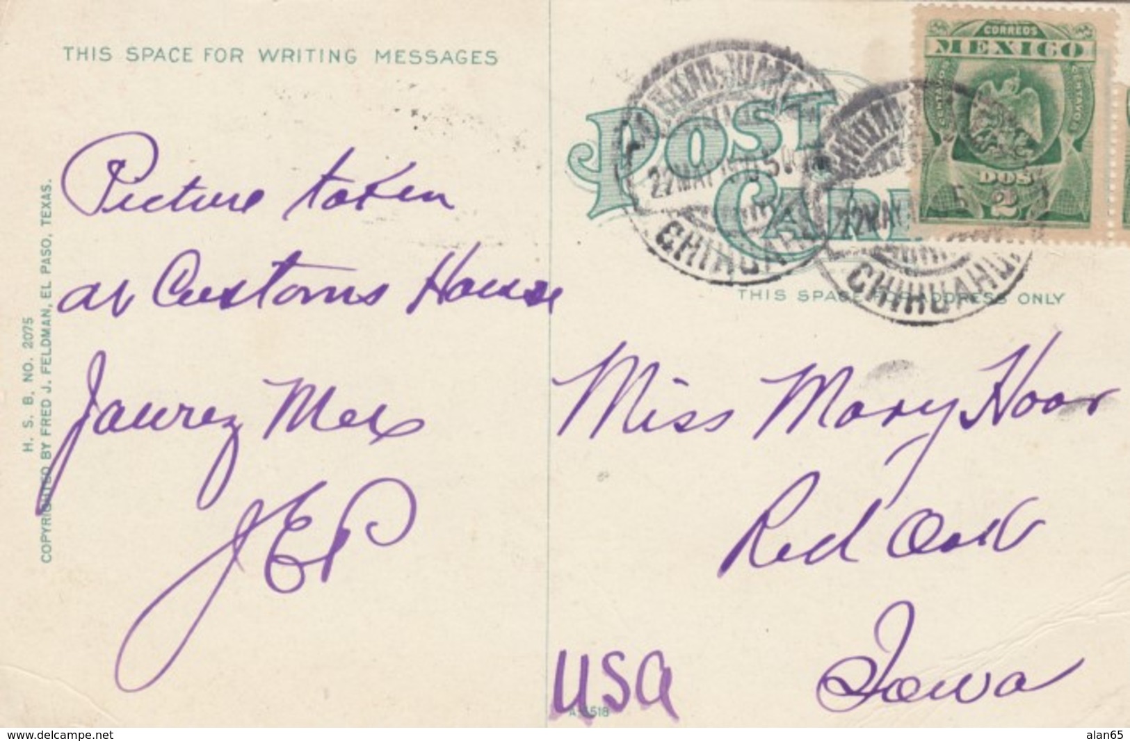 US President Taft Meets Mexico President Diaz In C. Jaurez Mexico 1909, C1900s Vintage Postcard - People