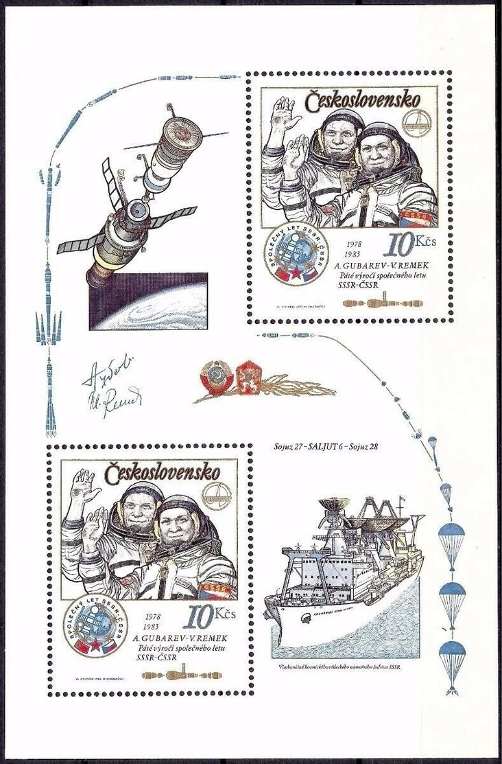 CHECOSLOVAQUIA 1983, Intercosmos Programme S/s MNH (SPACE - SOYUZ 28) - Neufs