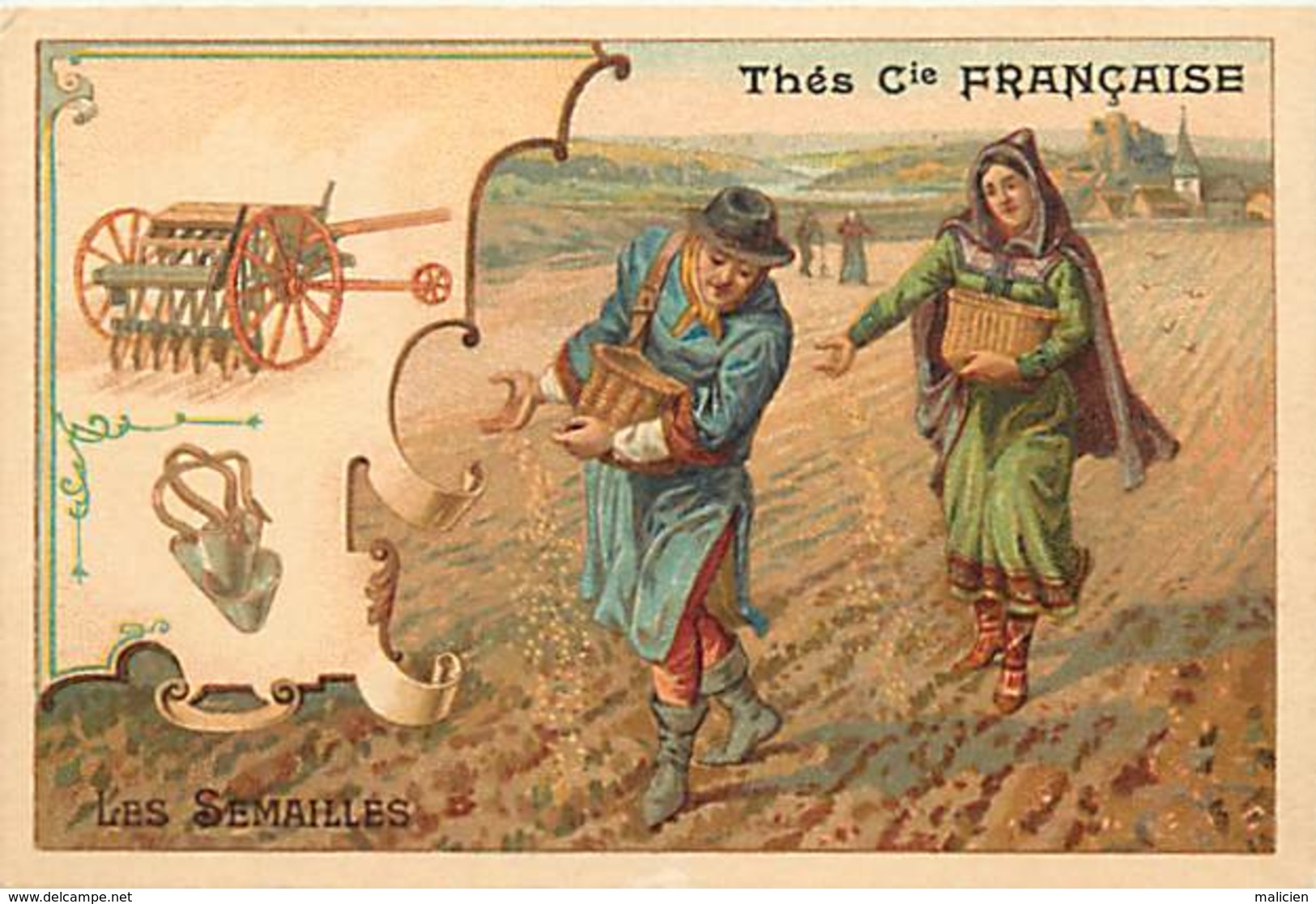 - Chromos -ref-ch673-  Thés Compagnie Française - Les Semailles - Semeurs - Materiel Agricole - Agriculture - Metiers - - Thé & Café