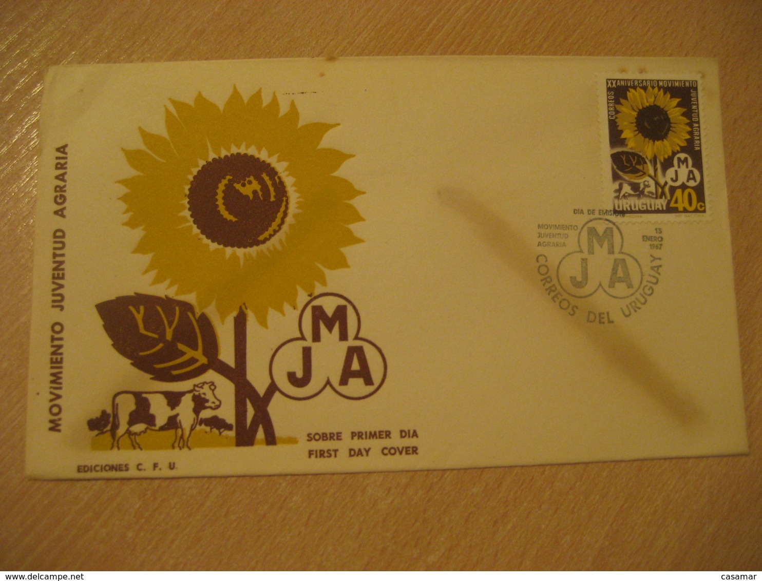 1967 Juventud Agraria Cow FDC Cancel Cover URUGUAY Agriculture - Agriculture