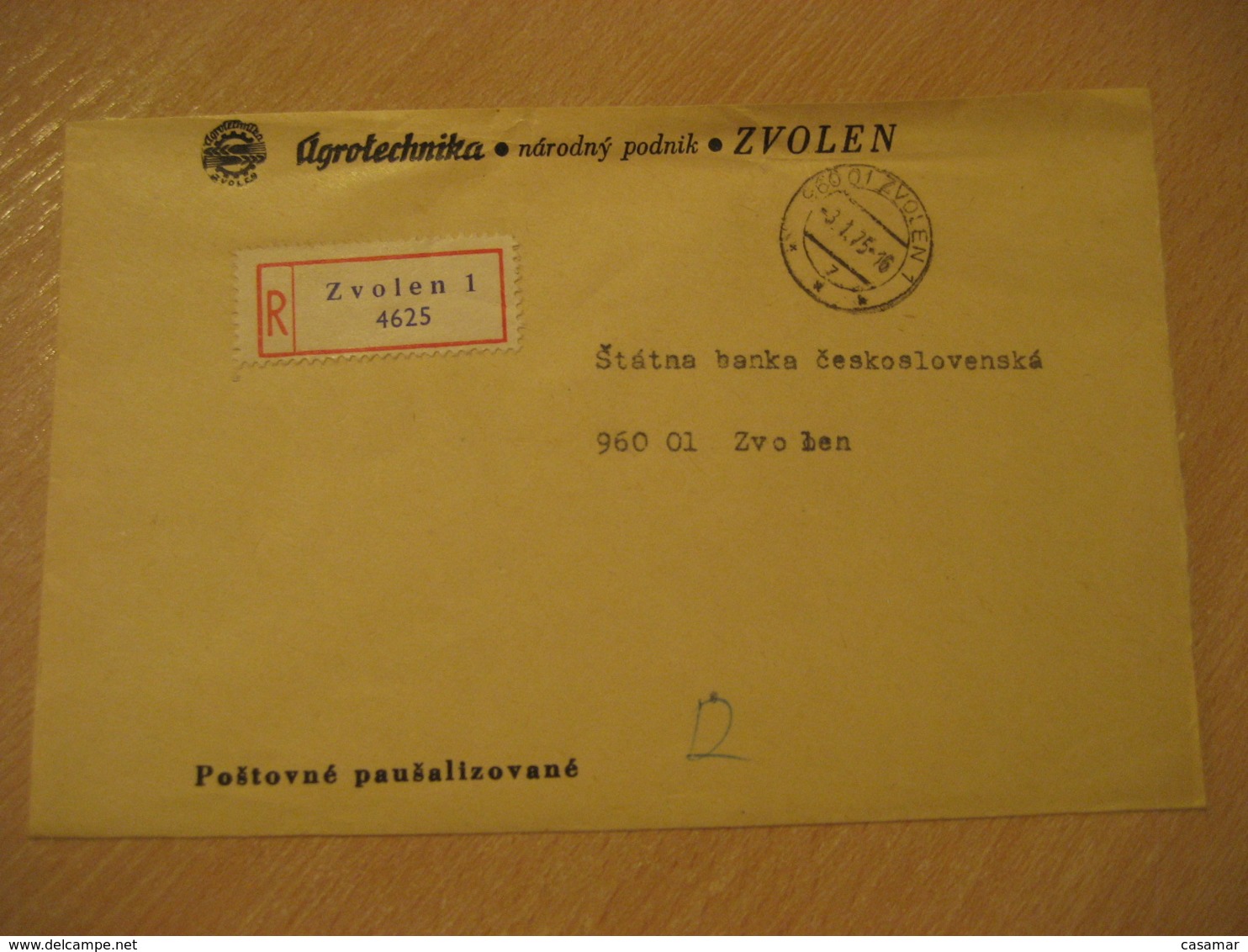 ZVOLEN 1975 Agrotechnika Cancel Registered Cover CZECHOSLOVAKIA Agriculture - Agriculture