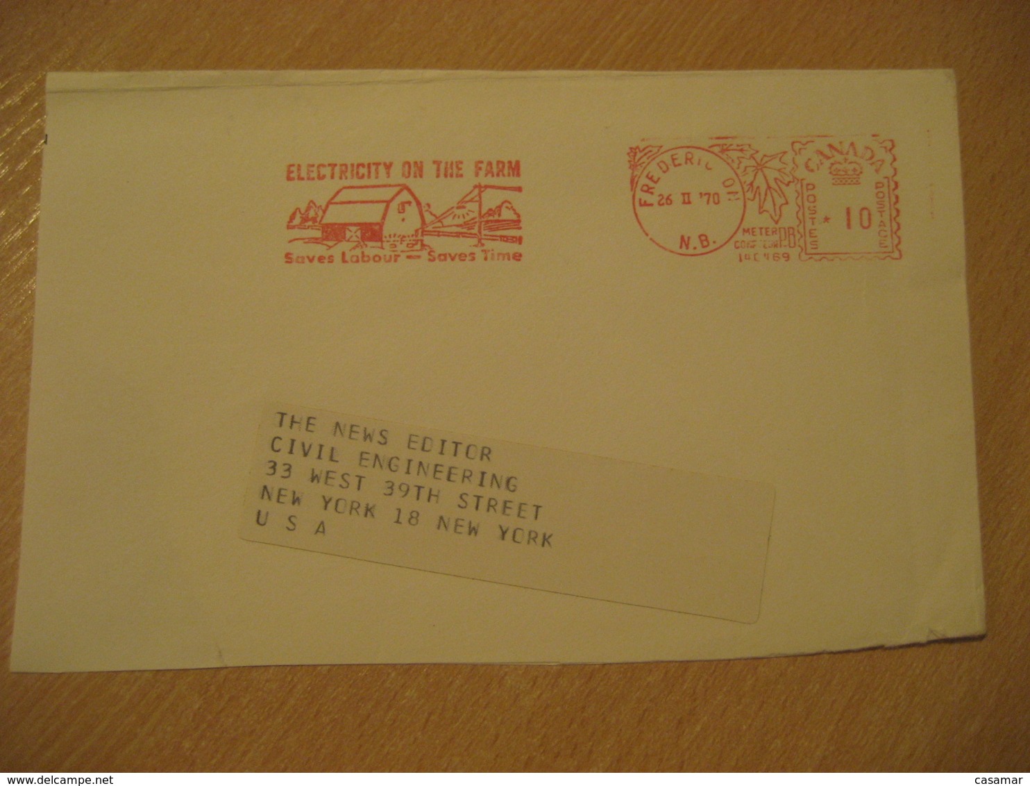 FREDERICTON 1970 Electricity On The Farm Farming Physics Meter Mail Cancel Cover CANADA Agriculture - Agriculture