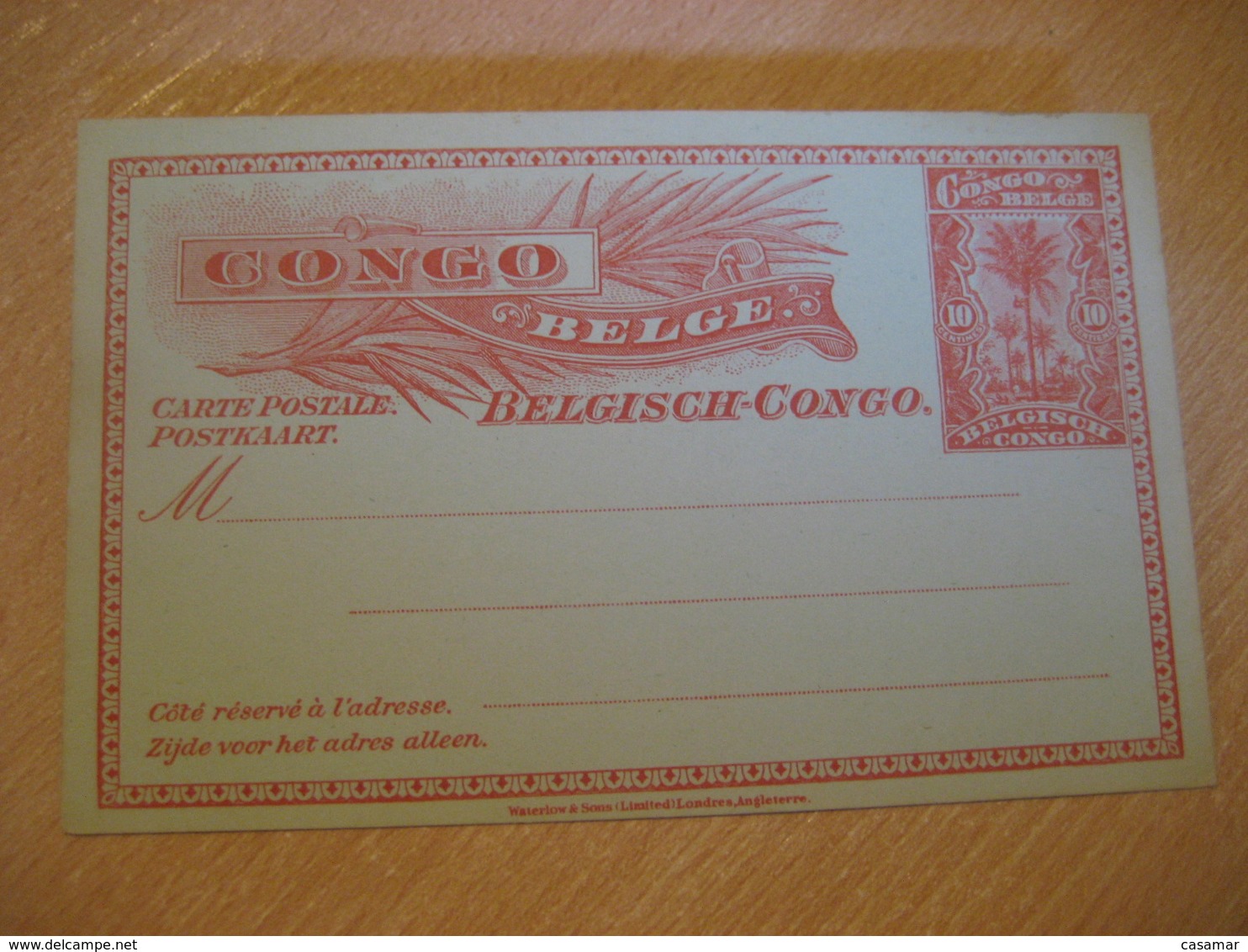 CONGO BELGE 10c Palm Postal Stationery Card BELGIAN Belgisch Kongo Belgium Africa Colonies - Interi Postali