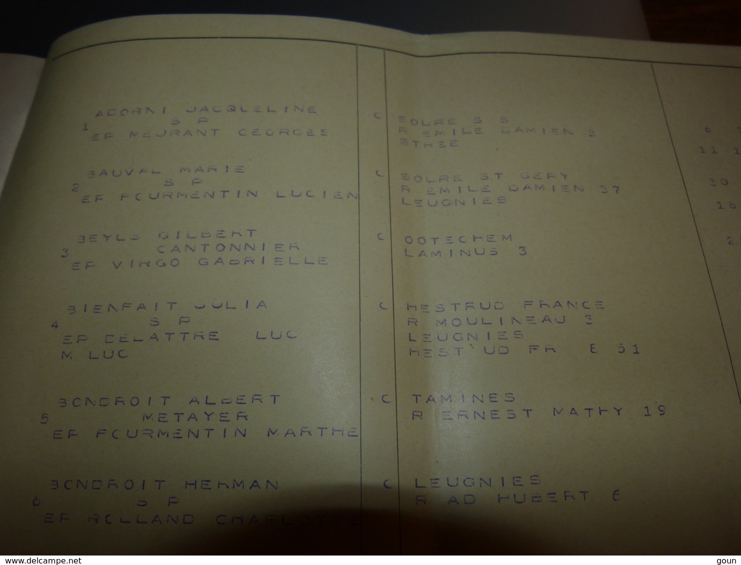 Liste Des électeurs Pr 1952-1954 Commune De Leugnies Beaumont Top Document Pour Généalogie - Autres & Non Classés