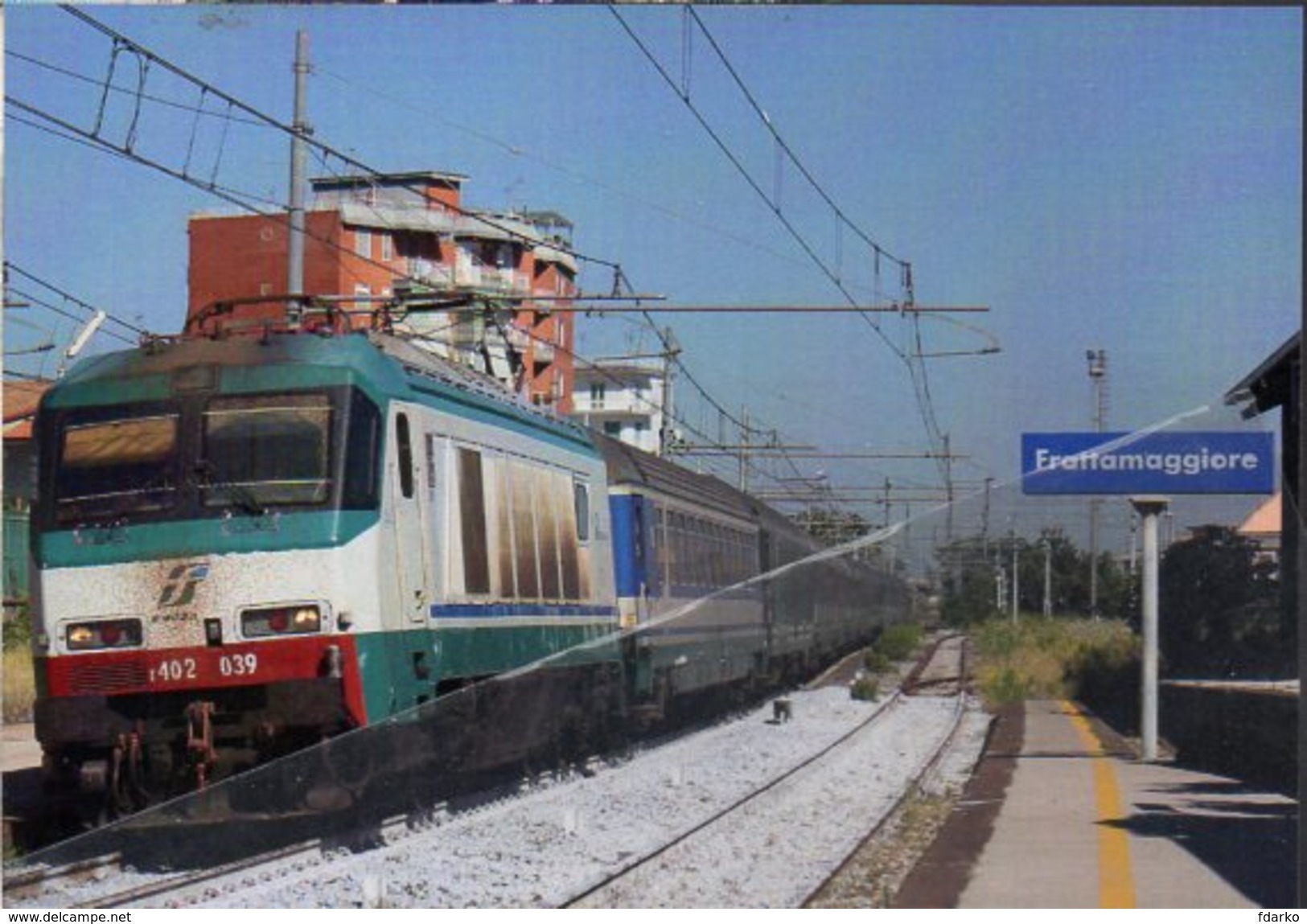 195 Treno E.402.039 Frattamaggiore Napoli Rairoad Treain Railways Locomotive Solfer Ansaldo - Stazioni Con Treni