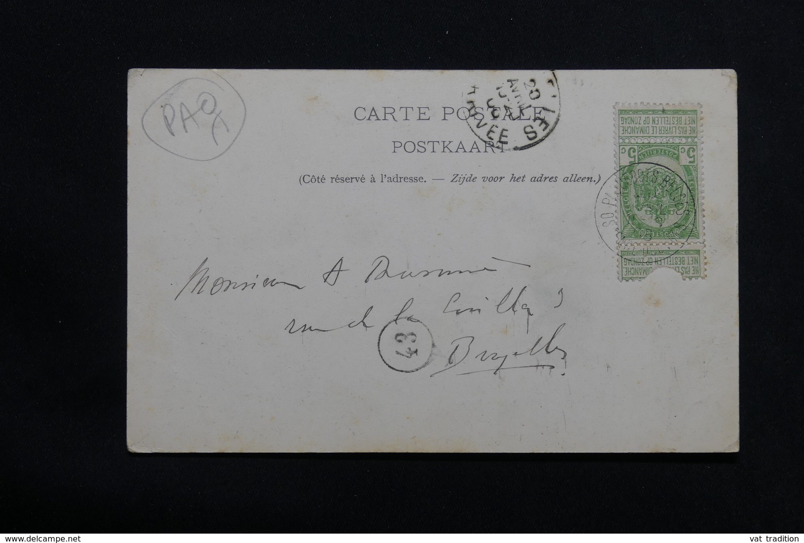 BELGIQUE - Oblitération Paquebot De Ostende / Douvres En 1906 Sur Carte Postale - L 28511 - 1893-1907 Coat Of Arms