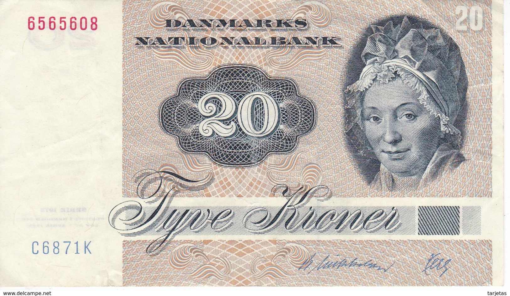 BILLETE DE DINAMARCA DE 20 KRONER DEL AÑO 1972 (BANK NOTE) - Dinamarca