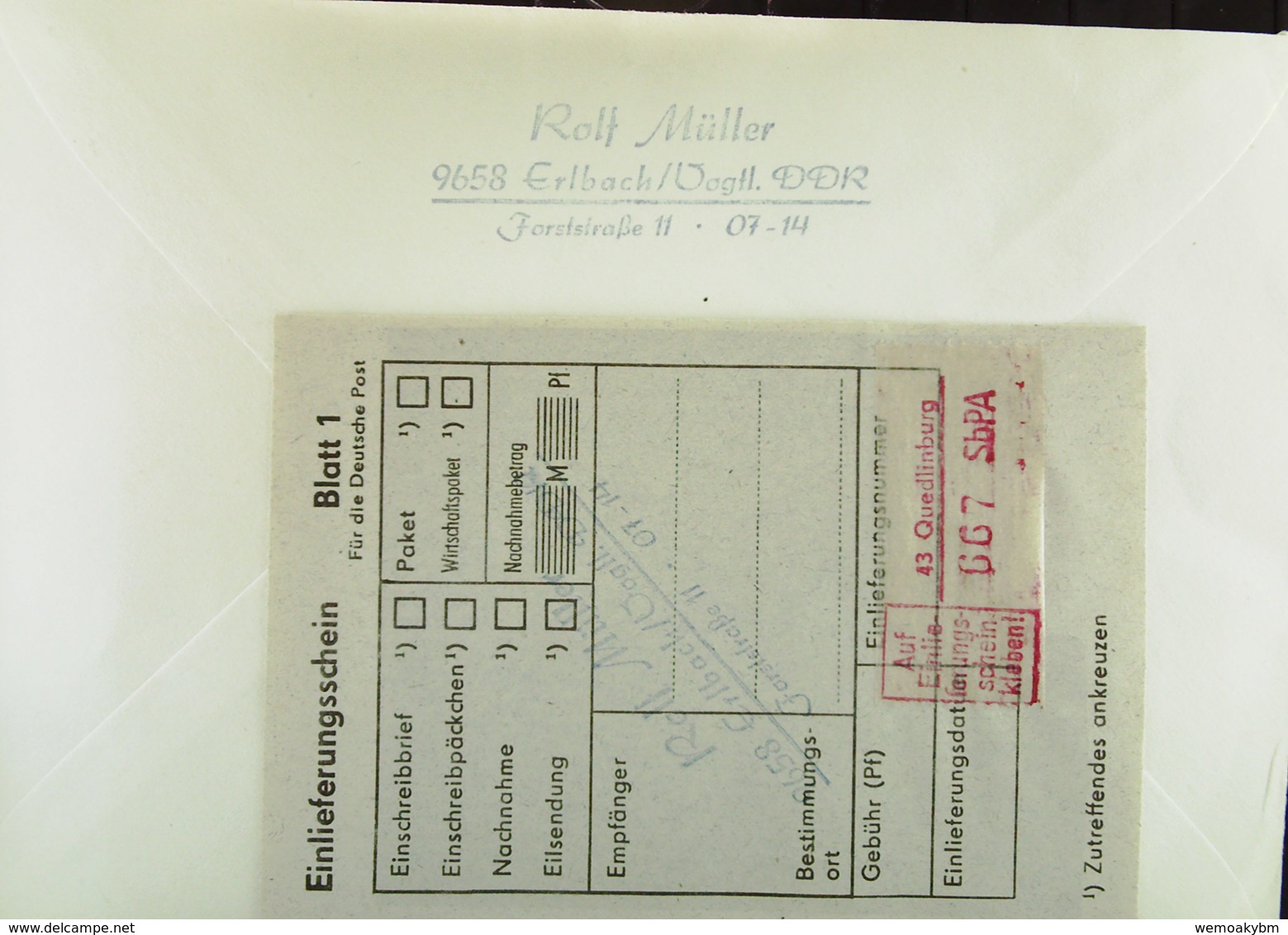 DDR: R-Eil-Fern-Bf Mit 35 Pf "Georg Phil. Telemann" Mit SbPA-R-Zettel 2, 43 Quedlinburg (667), 25.6.90 Knr: 2606 (2) - Etiquettes De Recommandé