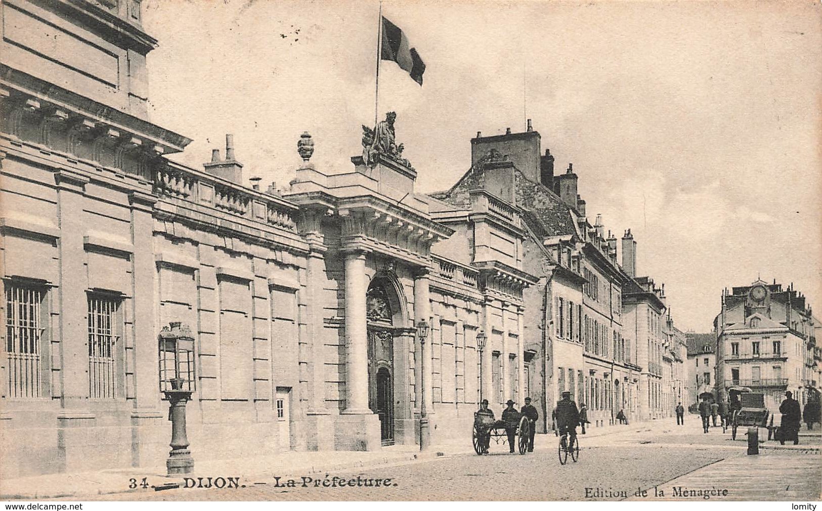 21 Dijon La Préfecture Cpa Carte Animée - Dijon