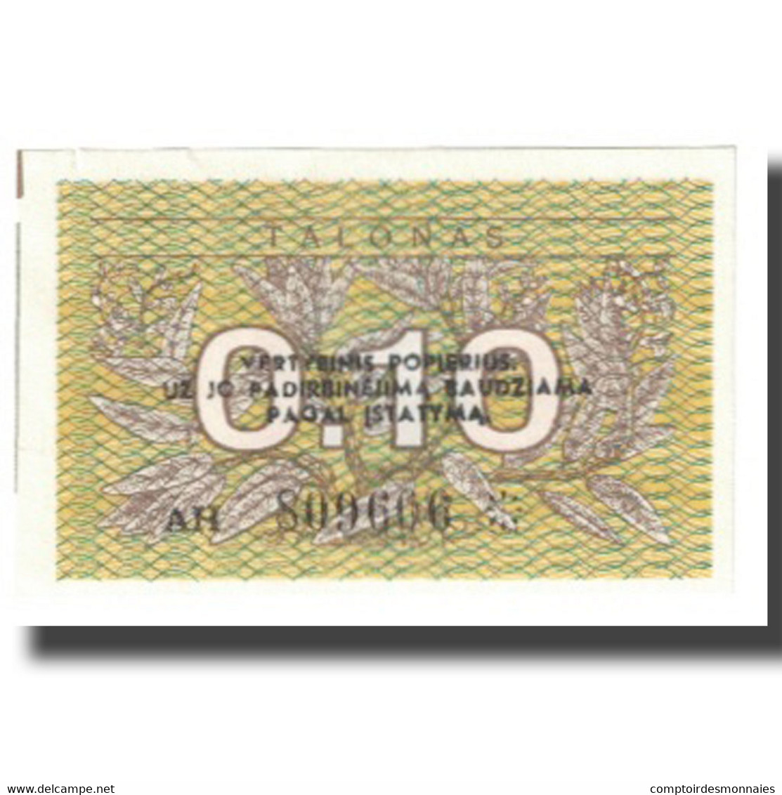 Billet, Lithuania, 0.10 Talonas, 1991, KM:29a, SUP - Lithuania