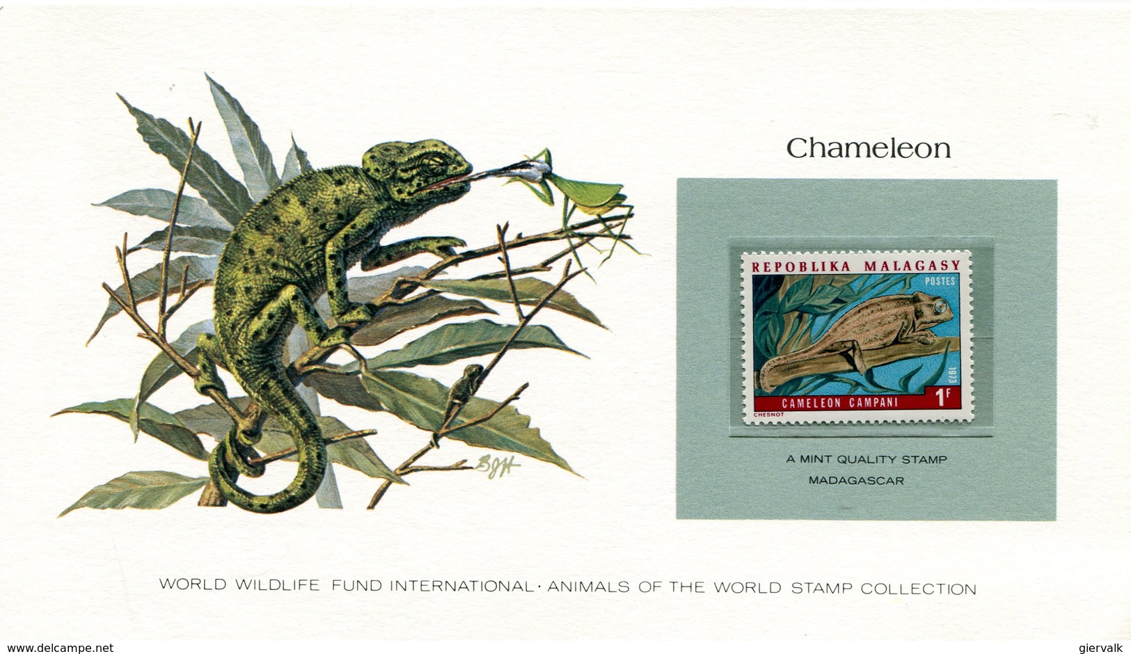 MADAGASCAR 1973 Card With Stamp CHAMELEO.BARGAIN.!! - Andere & Zonder Classificatie