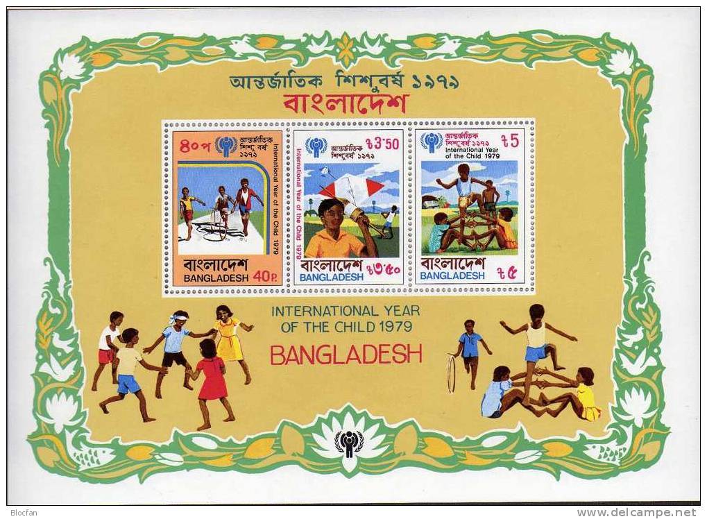 Jahr Des Kindes 1979 Bangladesh 128/0+Block 6 ** 5€ Tanzende Kinder UNESCO Drachen Hb Ss Bloc Art Sheet Bf Children - Bangladesh