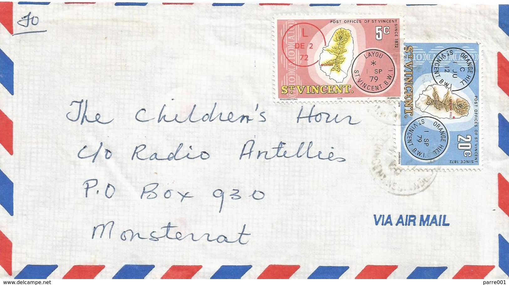 St Vincent 1980 Kingstown Post Office Village Postmarks 5c 20c Cover - St.Vincent (1979-...)