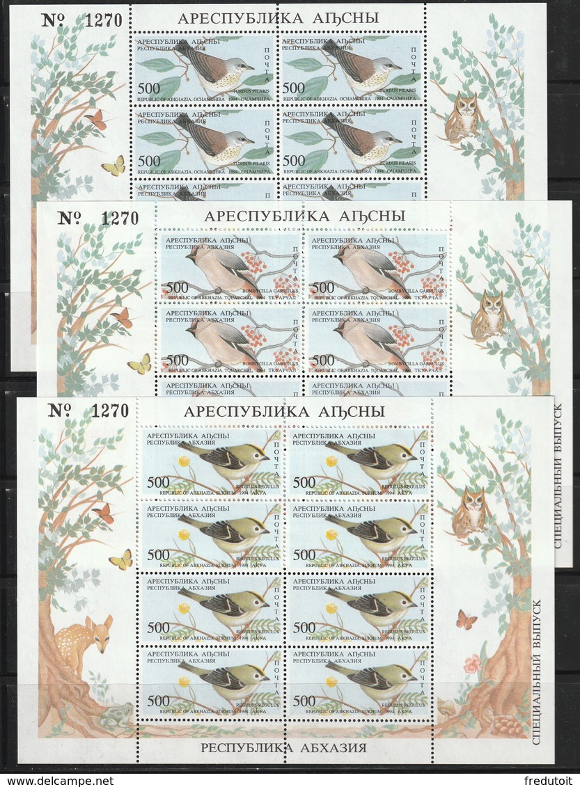 ABKHAZIA - 10 BLOCS **   OISEAUX / BIRDS - Fantasie Vignetten