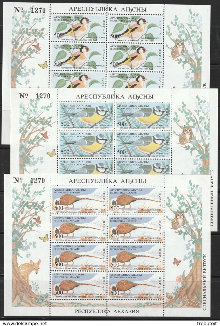 ABKHAZIA - 10 BLOCS **   OISEAUX / BIRDS - Fantasie Vignetten