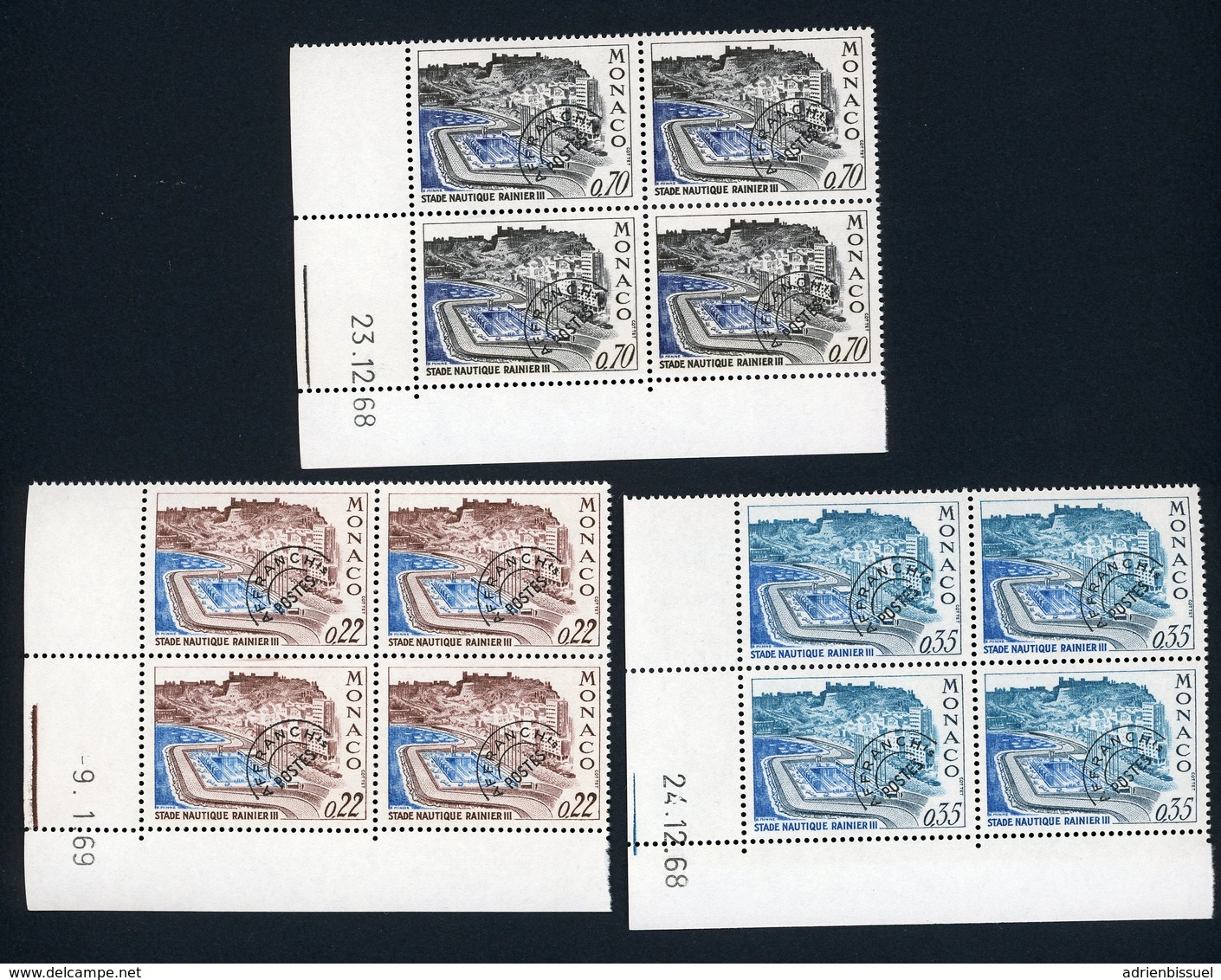 N° 27 à 29 Série Complète ** (MNH) En Bloc De Quatre + Coins Datés. Cote 9.6 € - Voorafgestempeld