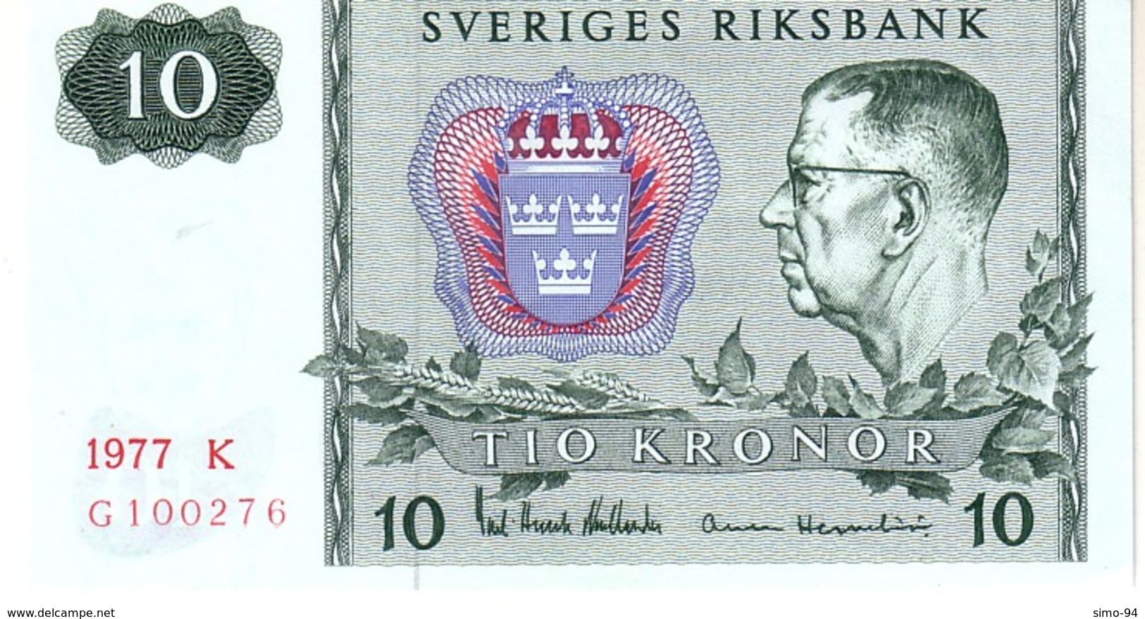 Sweden P.52 10 Kroner  1977 Unc - Suède