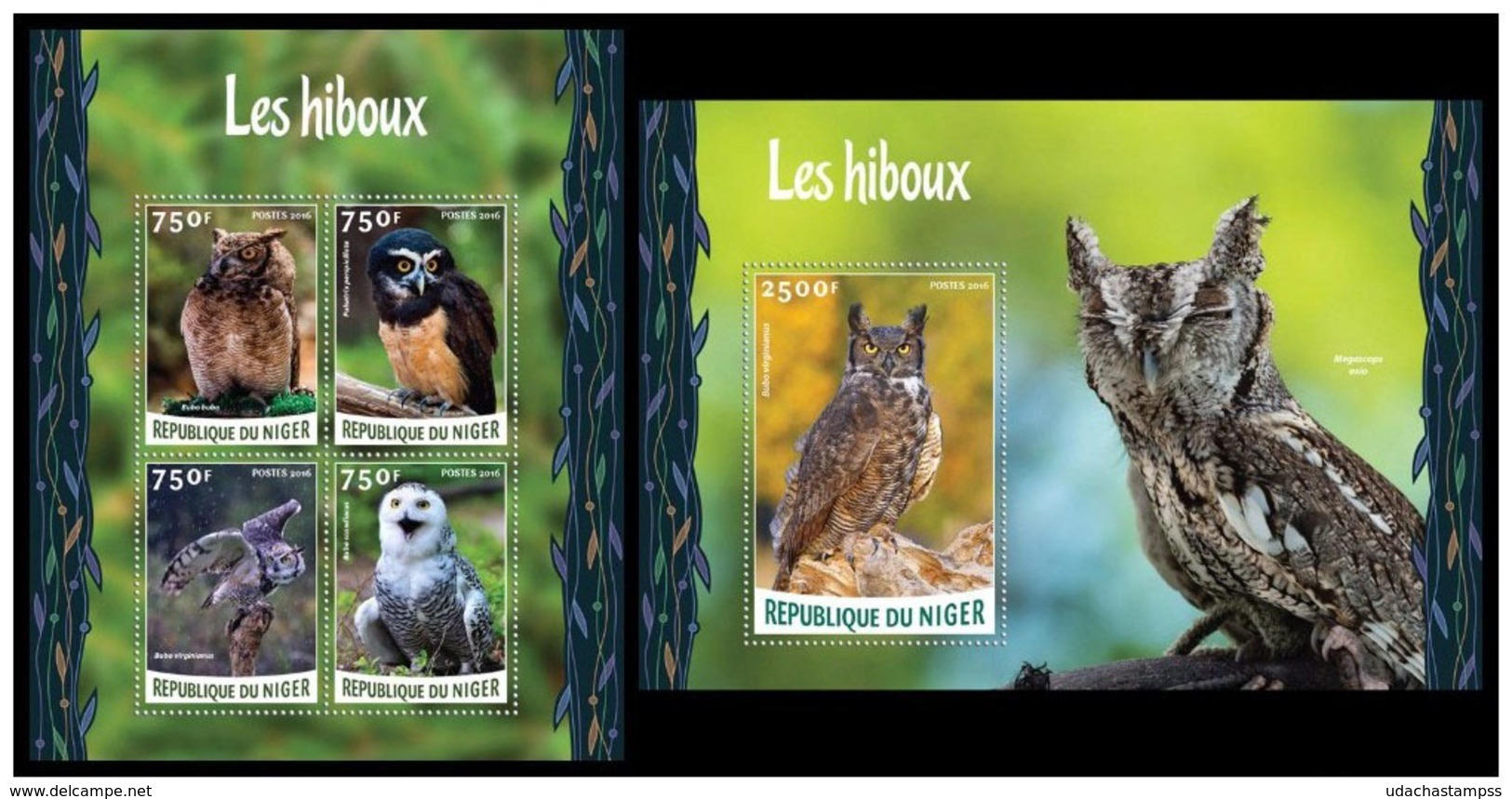 Niger 2015 Fauna Birds Owls Klb + S/s MNH - Owls