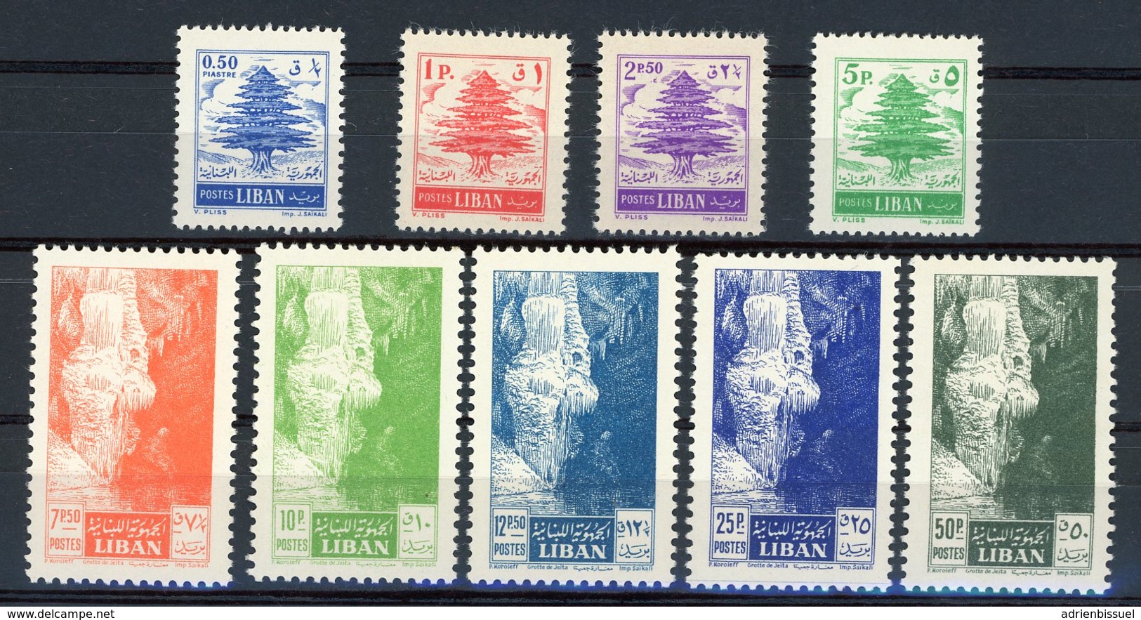 LIBAN N° 109 à 117 Série Complète "cèdre" Et "Grotte De Jeita" 9 Valeurs Neuves Sans Charnières ** (MNH). TB Cote 28 € - Lebanon