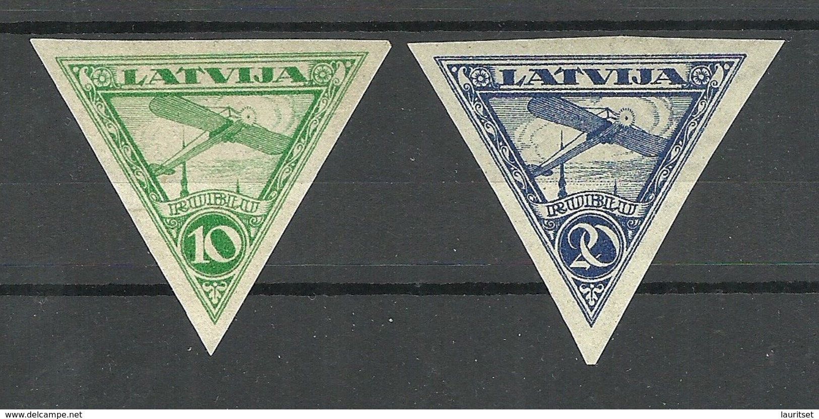 Latvia 1921 Michel 75 - 76 B Air Mail * - Letonia