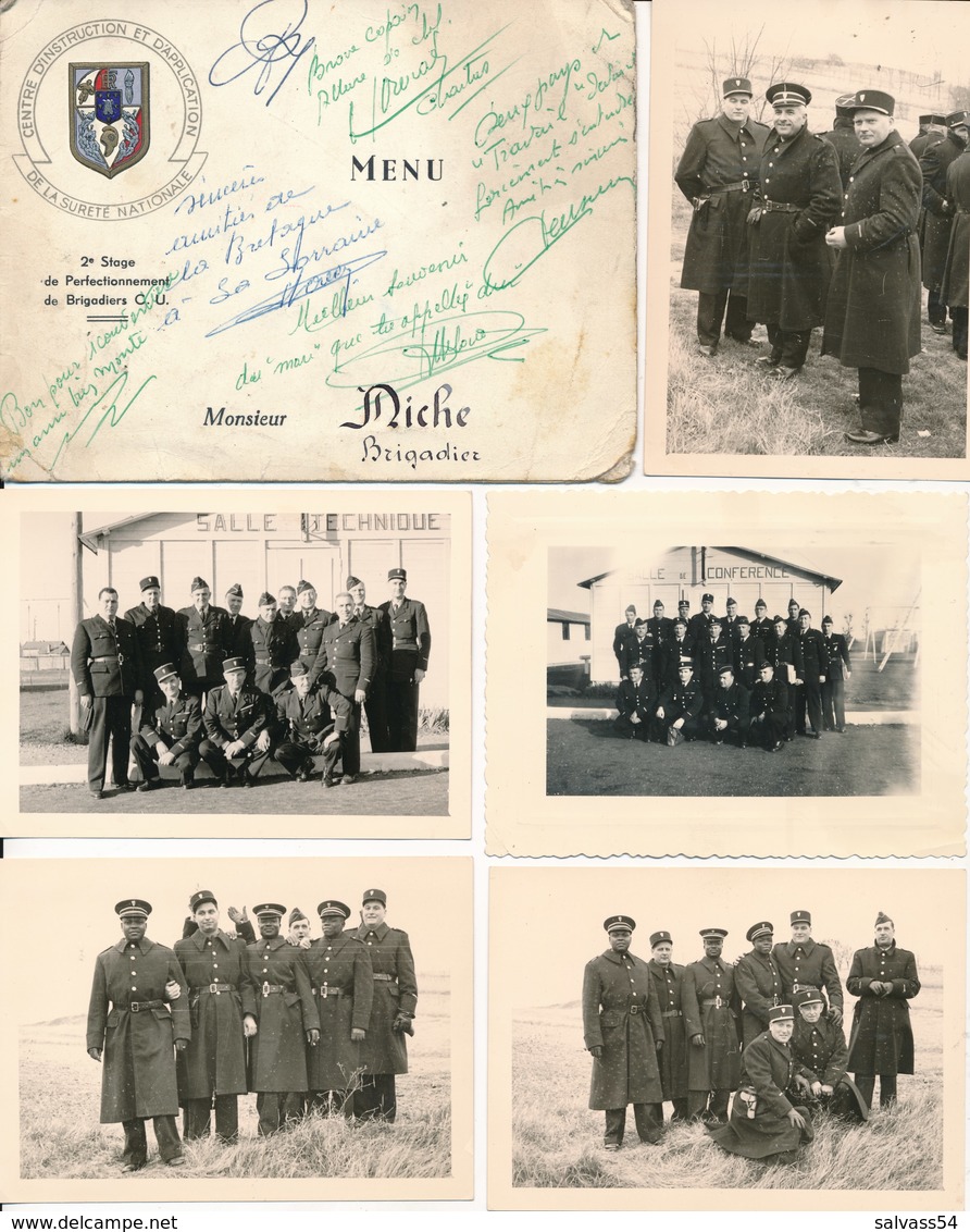 5 Photos & Menu - Police Nationale - Centre D'Instruction Et D'Application De La Sureté Nationale - SENS 11 Mars 1961 - Guerre, Militaire